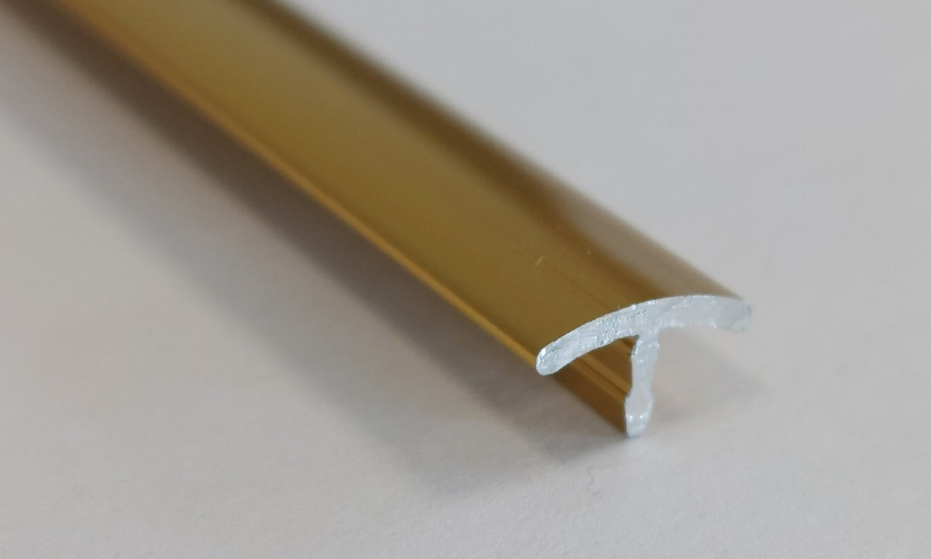 Altın T Profil 270 cm | PVC Panel Geçiş Profili – Alüminyum, Lüks & Uzun Ömürlü