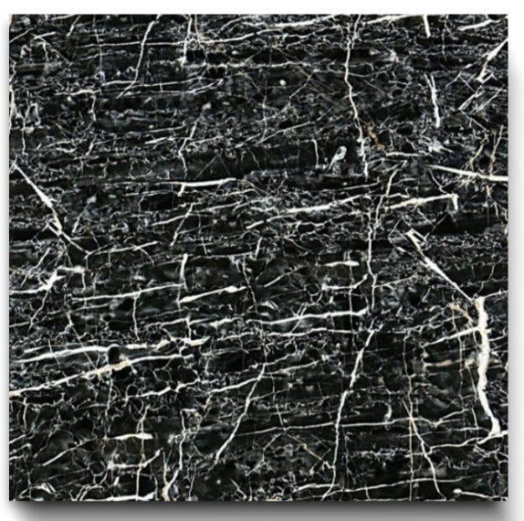 Beyaz Damarlı Siyah Mermer Görünümlü PVC Duvar Paneli | Lüks Dekoratif Kaplama | 122×244 cm