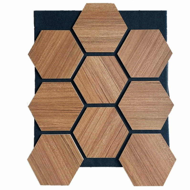 Hexagon Tik Ağacı Desenli Duvar Paneli 65×80 | Altıgen Geometrik Ahşap Görünümlü Panel